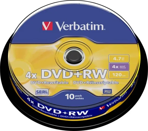 DVD+RW Verbatim 4,7 Go/120 min/4x - Lot de 10