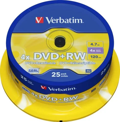 Verbatim DVD+RW 4,7 Go/120 min/4x 43489 (VE25)
