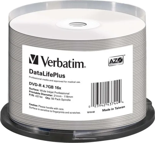 Verbatim DVD-R 4,7 Go / 120 min / 16x (boîte de 50) 43744 (VE50)