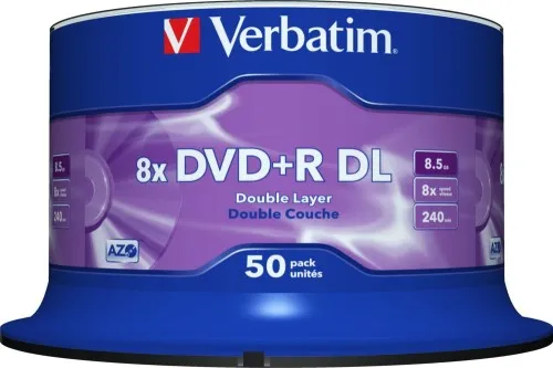 Verbatim DVD+R DL 8,5 Go/240 min/8x 43758 (VE50), Cakebox (50 disques)