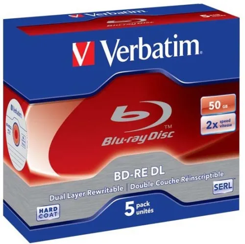 Verbatim Blu-ray BD-RE DL 50GB Boîtier Jewel 1 Pack = 5 pcs