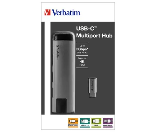 Verbatim Adaptateur multiports Hub USB-C avec HDMI+LAN