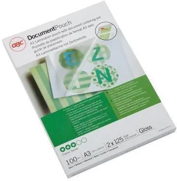 Poches de laminage GBC DocumentPouch 3200725, format A3, 125 µm, 100 pièces/boîte — lot de 100 pièces