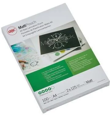GBC Film de laminage mat 125 microns A4 1 boîte = 100 pièces — lot de 100 pièces