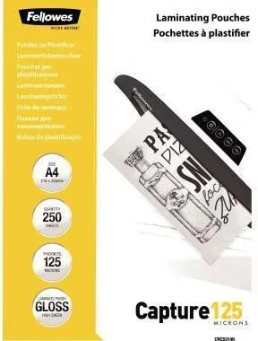 Film de laminage Fellowes Capture 125 5314903 DIN A4 transparent - 250 feuilles/paquet