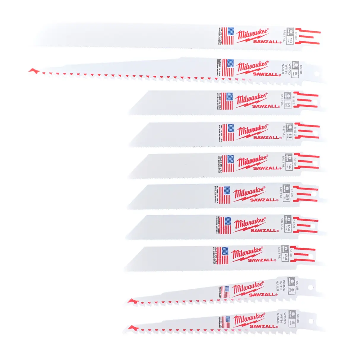 Set de lames de scie sabre Milwaukee 10 pièces