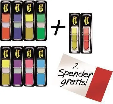 Post-it Index Mini étiquettes adhésives 8 x 35 bandes - triées par couleur