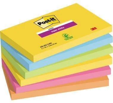 Post-it Notes adhésives Super Sticky 655-6SS-CARN 127x76 mm multicolore 6 unités