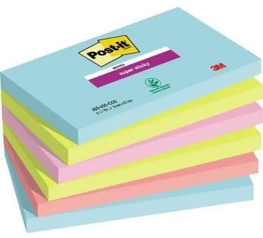 Post-it Notes autocollantes Super Sticky 655-6SS-COS 127x76mm 6 blocs