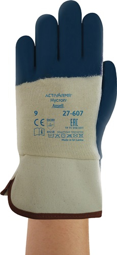Gants Ansell ActivArmr Hycron 27-607 taille 10 blanc / bleu EN 388 EPI Cat. II - 27-607-10