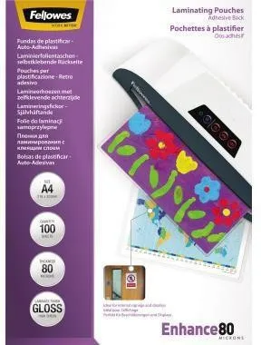 Film de laminage Fellowes Enhance 80 5302202, DIN A4, transparent, 100 feuilles/paquet