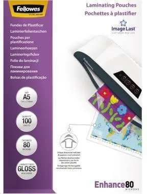Film de laminage Fellowes brillant 80 microns A5 1 boîte = 100 pièces