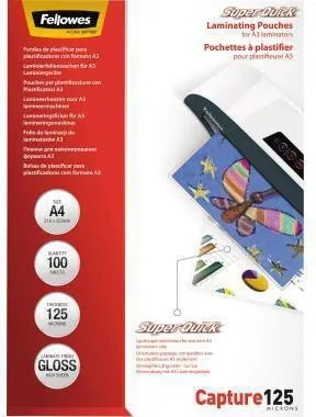 Fellowes Pochette plastique Super Quick A4 2x125µm 100 pièces/paquet