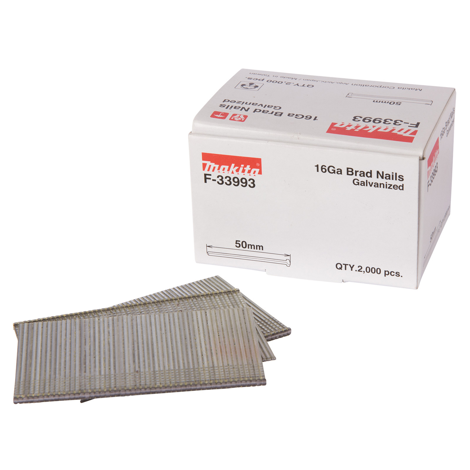 Makita Clous à tôle à tôle creuse, 2 000 pièces - Ø 16 Ga - 50 mm - F-33993 — lot de 2000 pièces