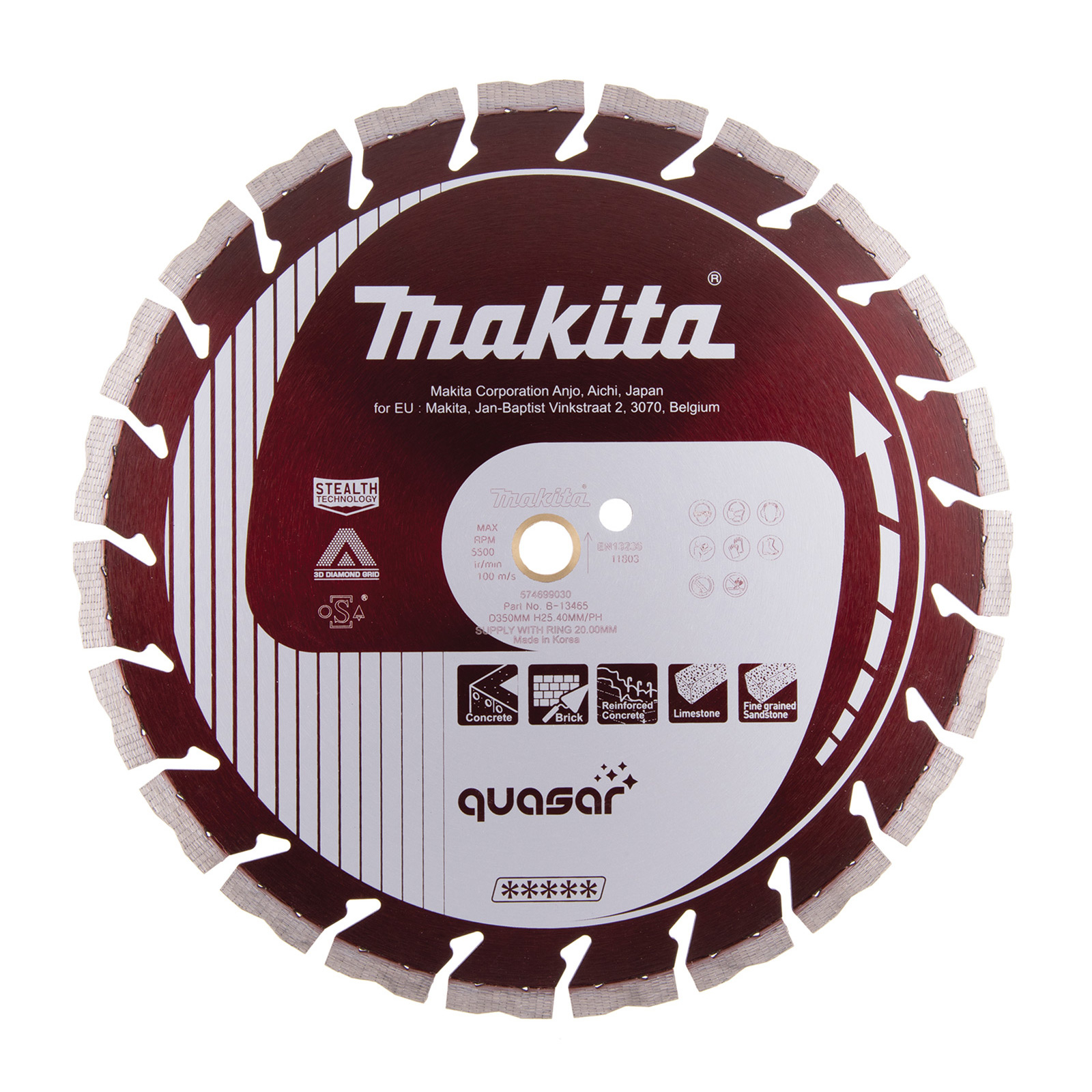 Lame diamant Makita 350 x 25,4 mm QUASAR