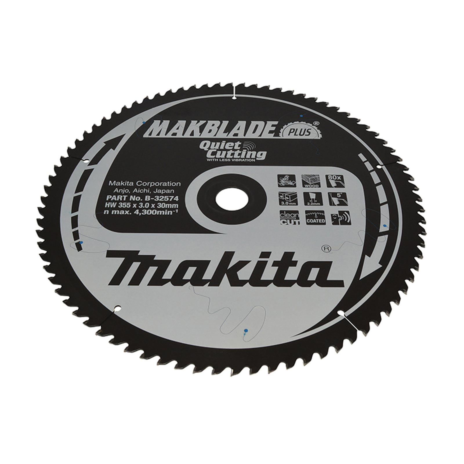Lame de scie circulaire Makita MAKBLADE+ 355x30x80Z - B-32574