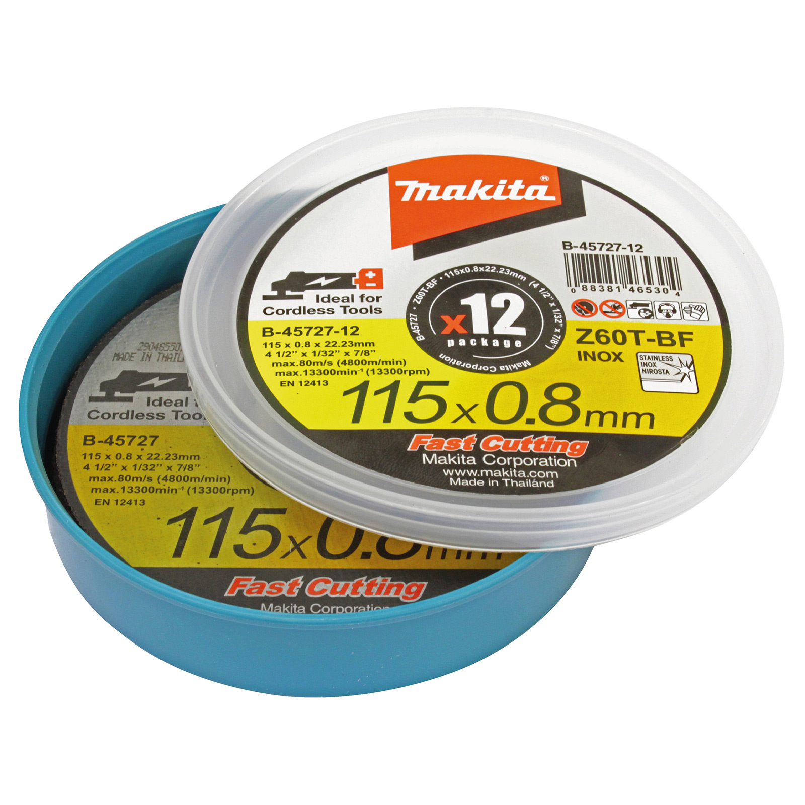 Disque de tronçonnage 115x0,8 mm INOX 12 pièces - B-45727-12 — lot de 12 pièces