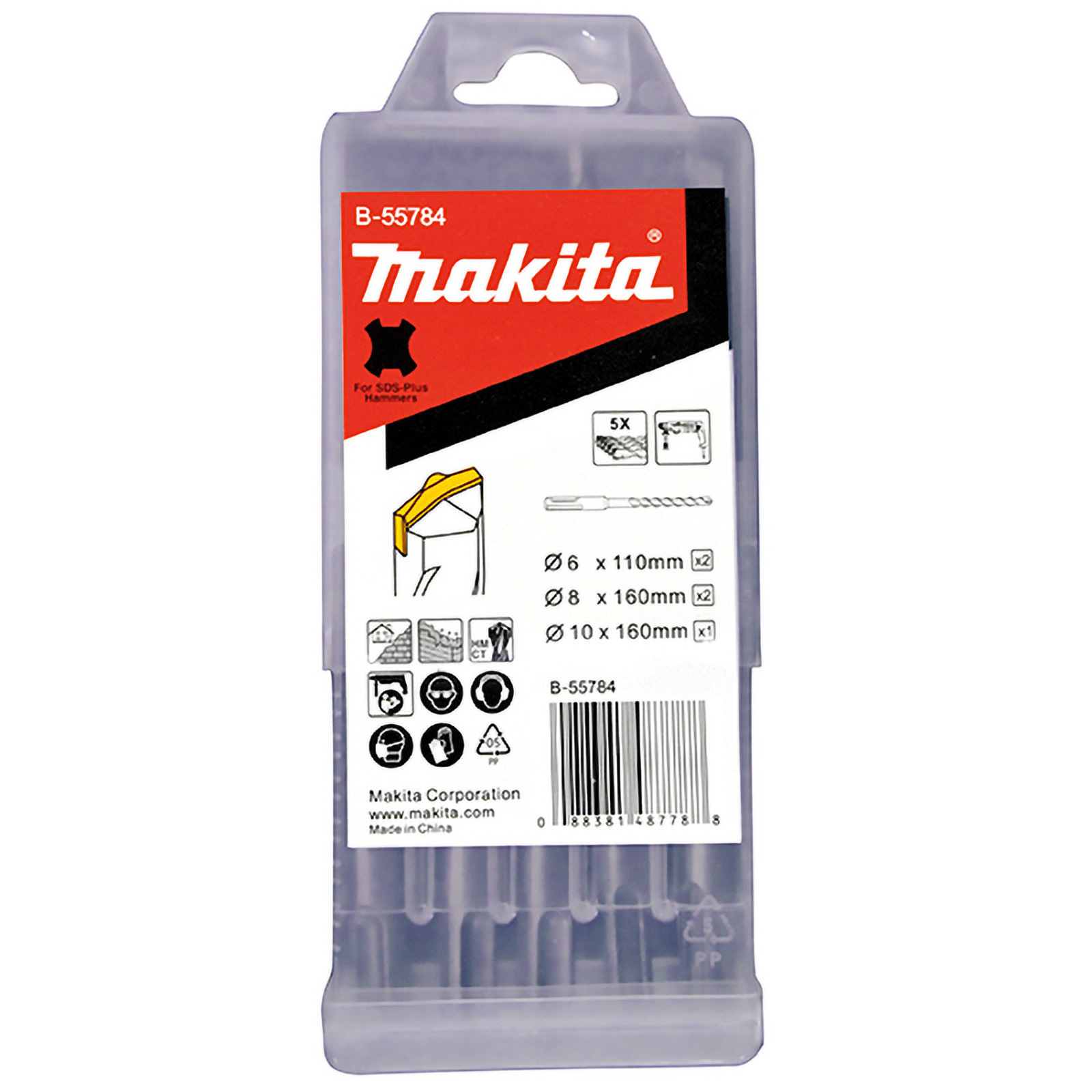 Jeu de forets SDS-PLUS HM Makita 5 pièces - B-55784