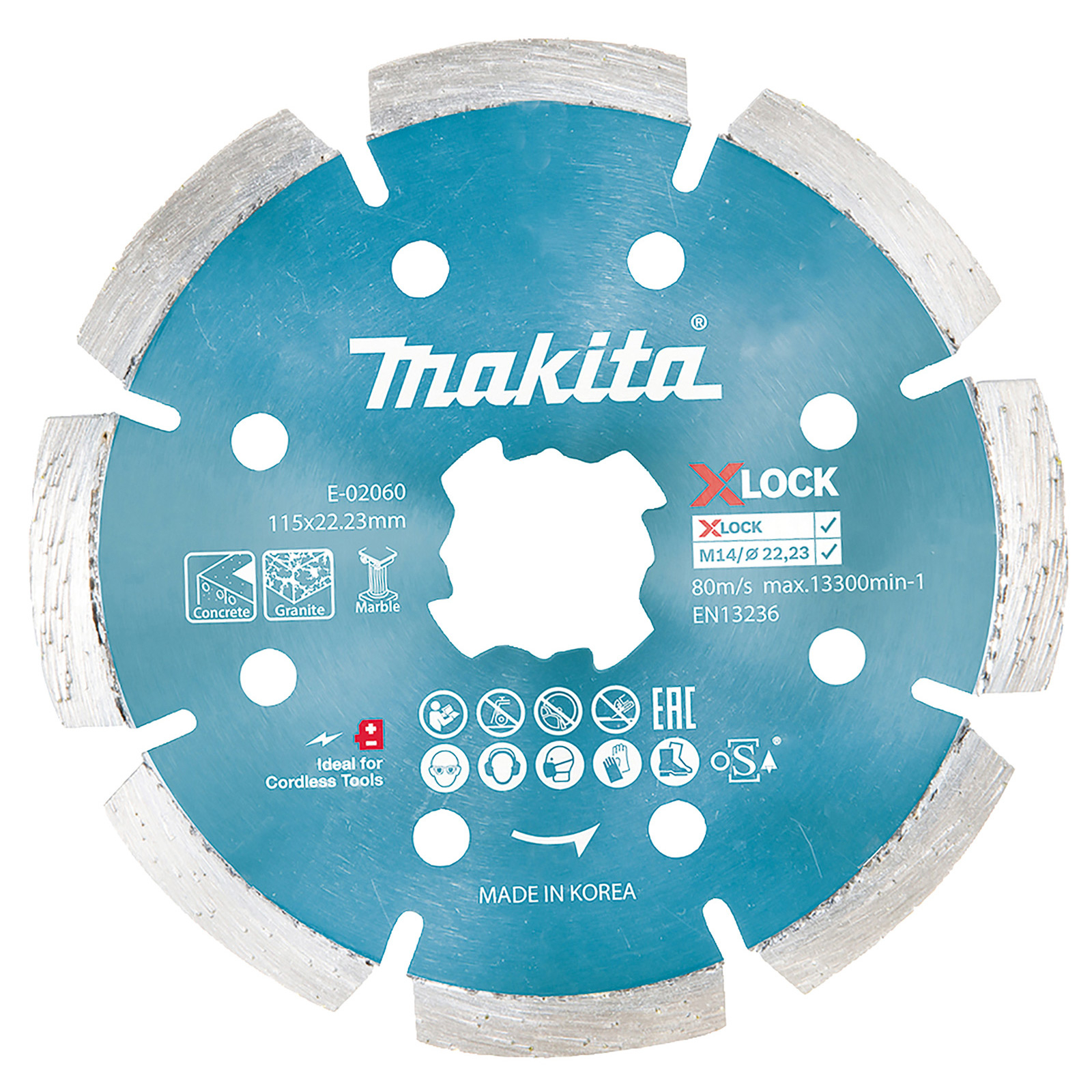 Disque diamant Makita 115 mm, 1 pièce - Béton/Granit/Marbre - X-LOCK - E-02060