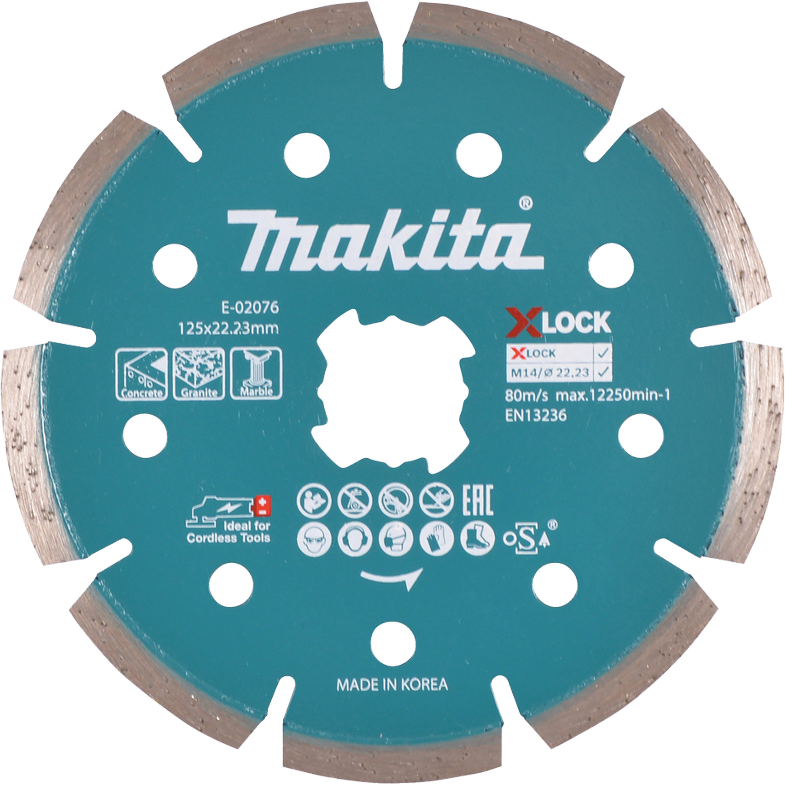 Disque diamant Makita 125 mm, 1 pièce - Béton/Granit/Marbre - X-LOCK - E-02076