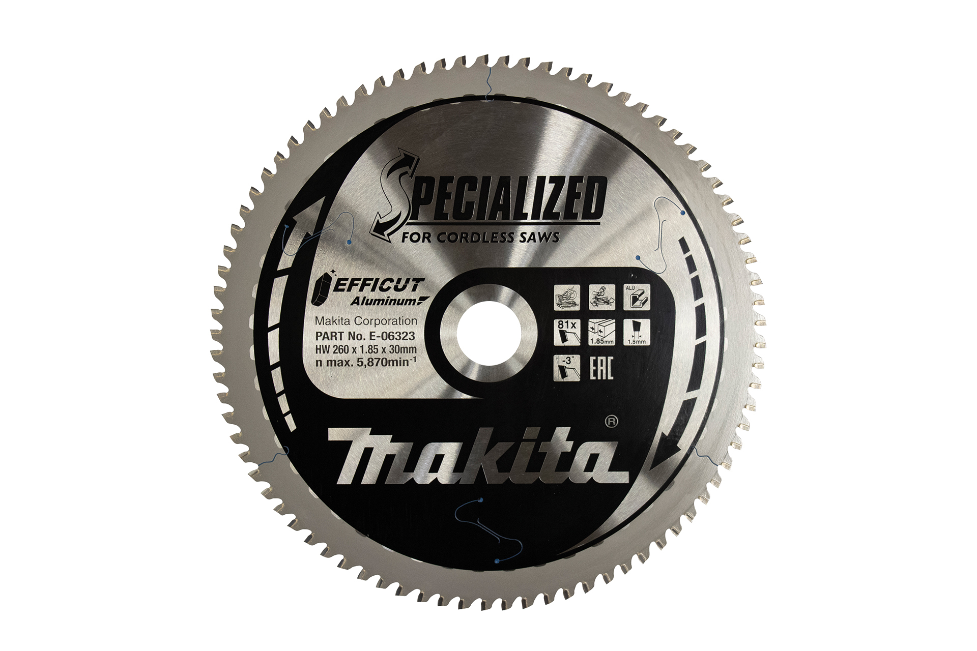 Lame de scie Makita 260x1,5x30, 81Z EFFICUT, Aluminium - E-06323