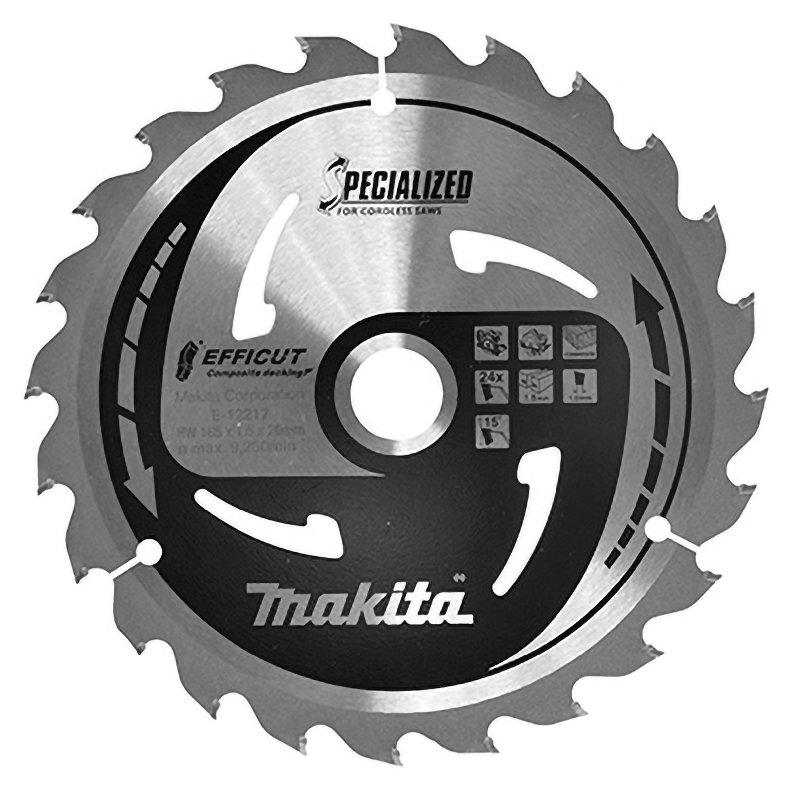 Lame de scie Makita 165x1,5x20, 24 dents EFFICUT, pour WPC/bois - E-12217