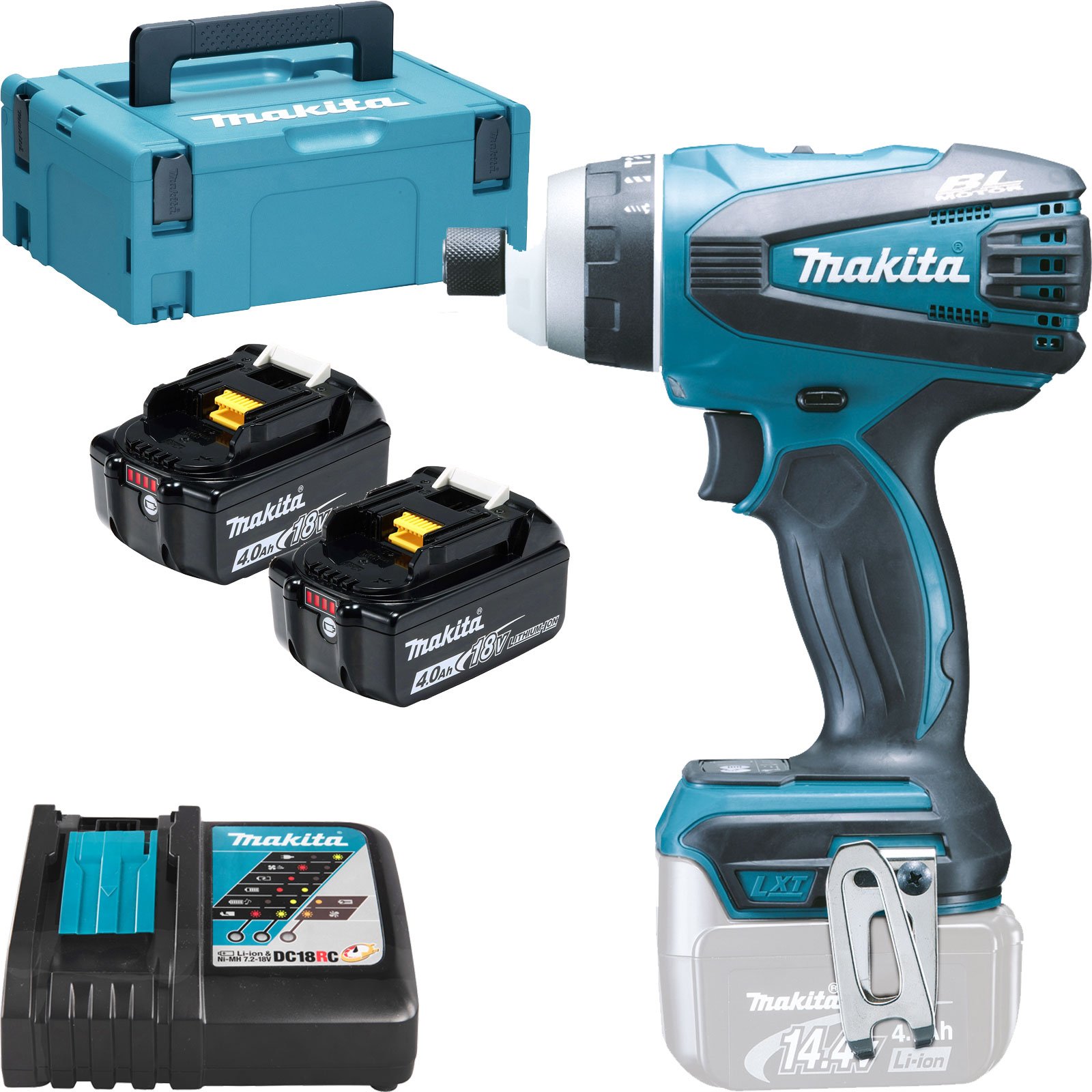 Makita Perceuse-visseuse sans fil Quadro 14,4 V / 4,0 Ah, 2 batteries + chargeur dans MAKPAC - DTP131RMJ