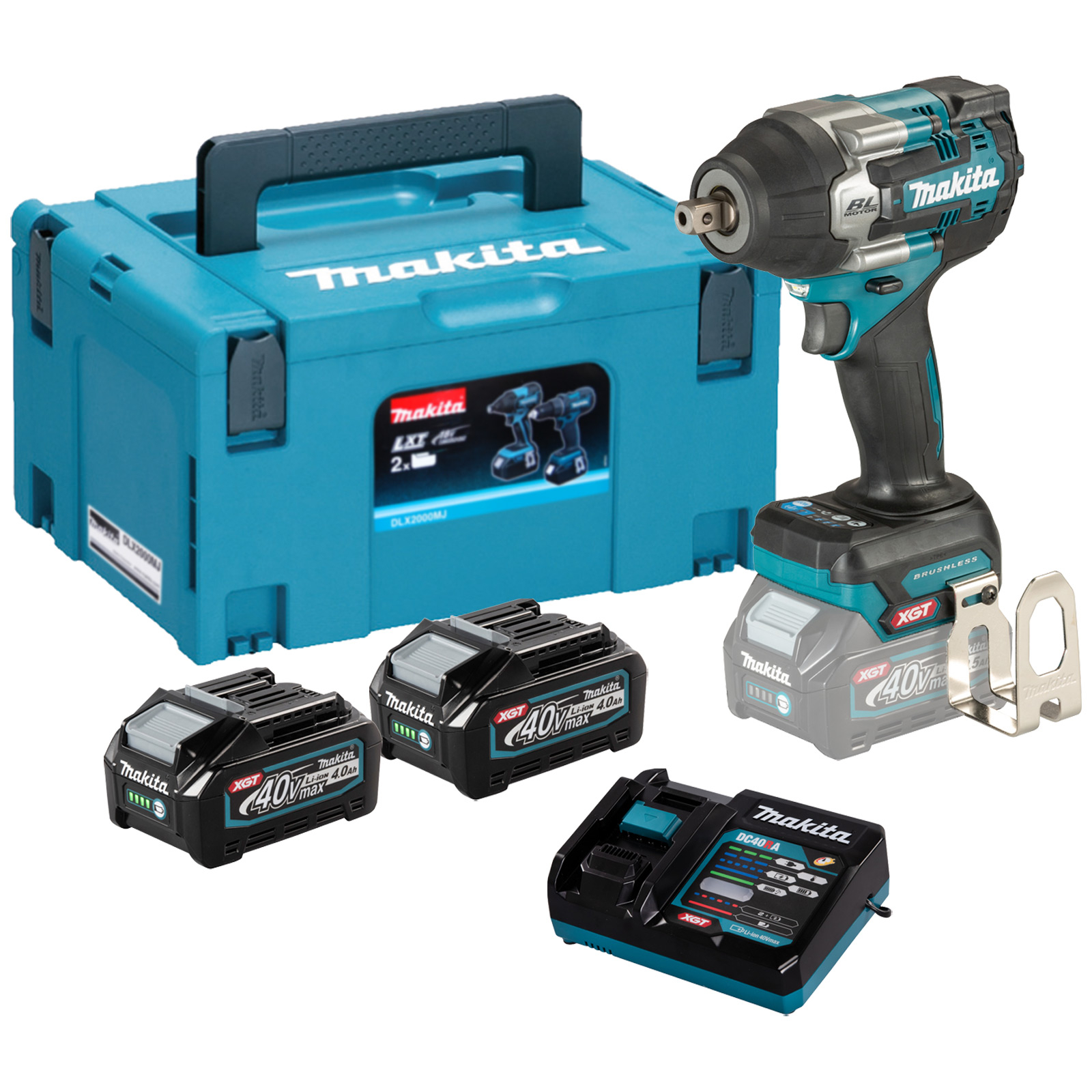 Makita Clé à choc sur batterie 40V / 4,0 Ah, 2 batteries + chargeur dans MAKPAC - TW008GM201