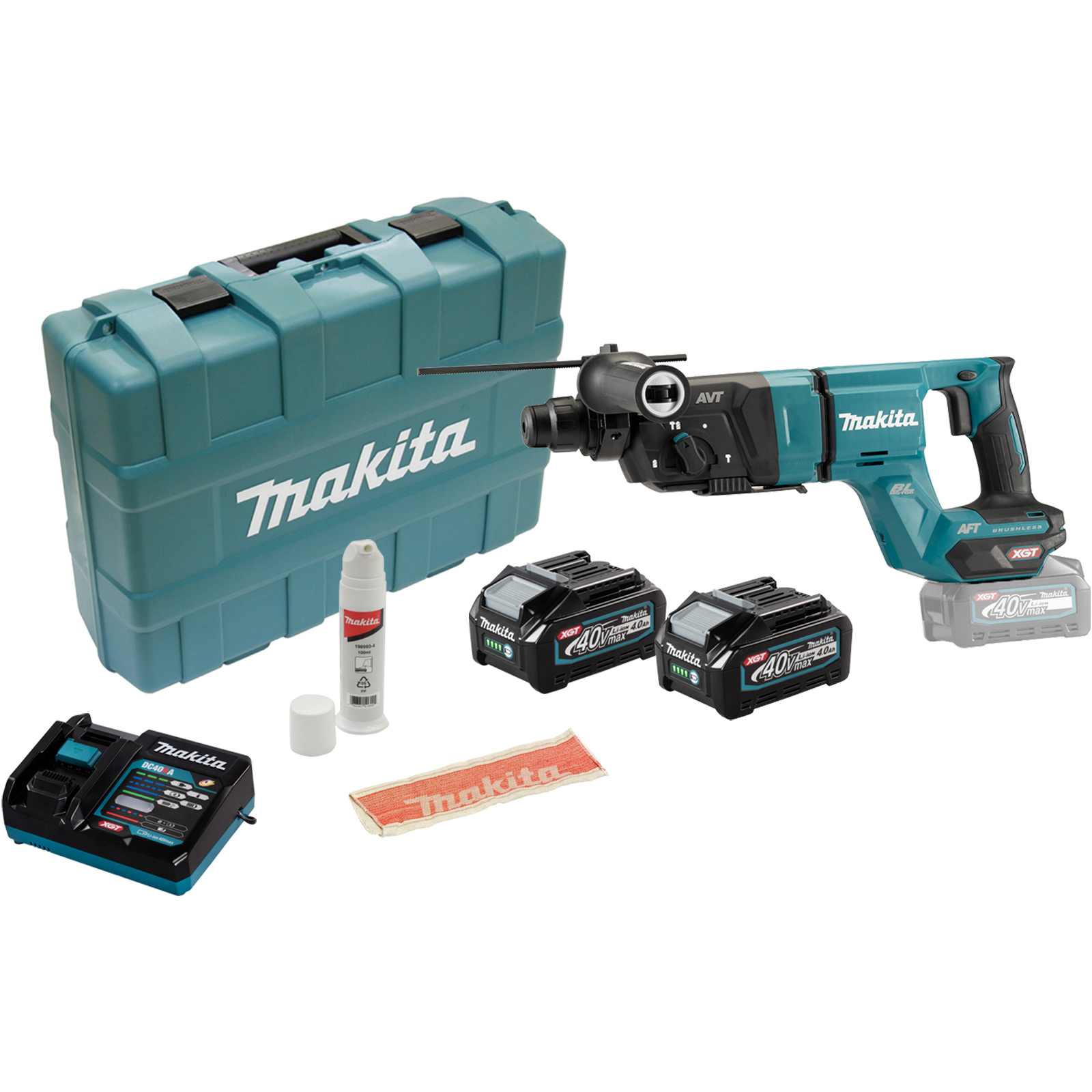 Makita HR007GM201 Perforateur combiné sans fil SDS-PLUS 40V max. avec 2 batteries 4,0 Ah et chargeur