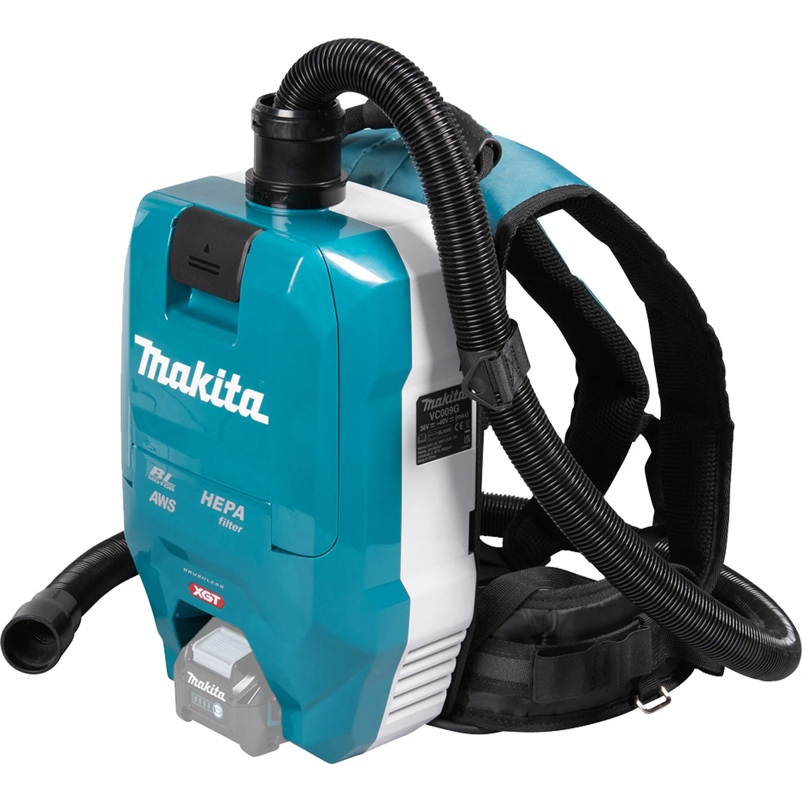 Makita Aspirateur à dos à batterie 40V max. avec AWS (sans batterie, sans chargeur) VC009GZ01