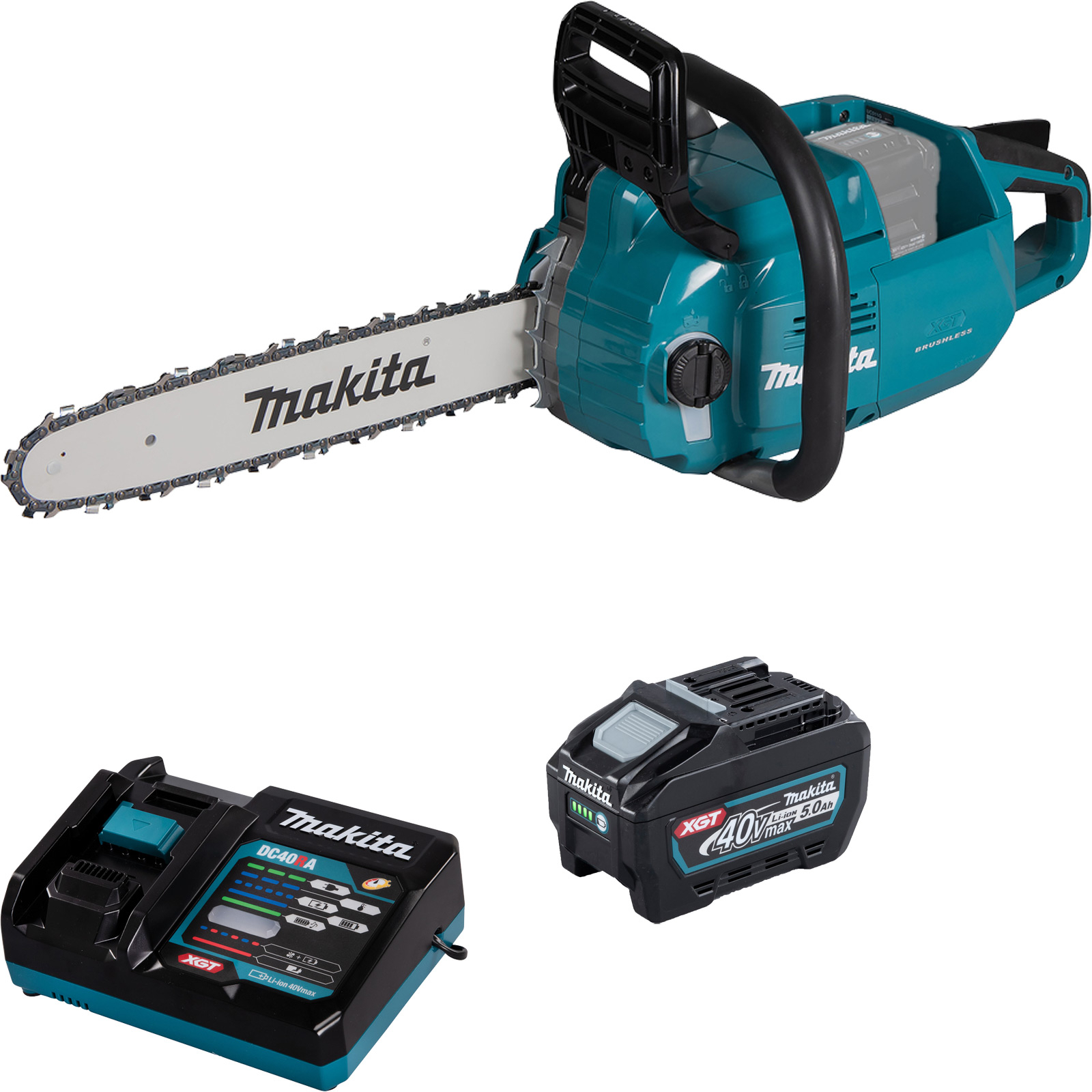 Tronçonneuse à chaîne sans fil Makita XGT 40V max. avec batterie 5,0 Ah + chargeur - UC011GT101