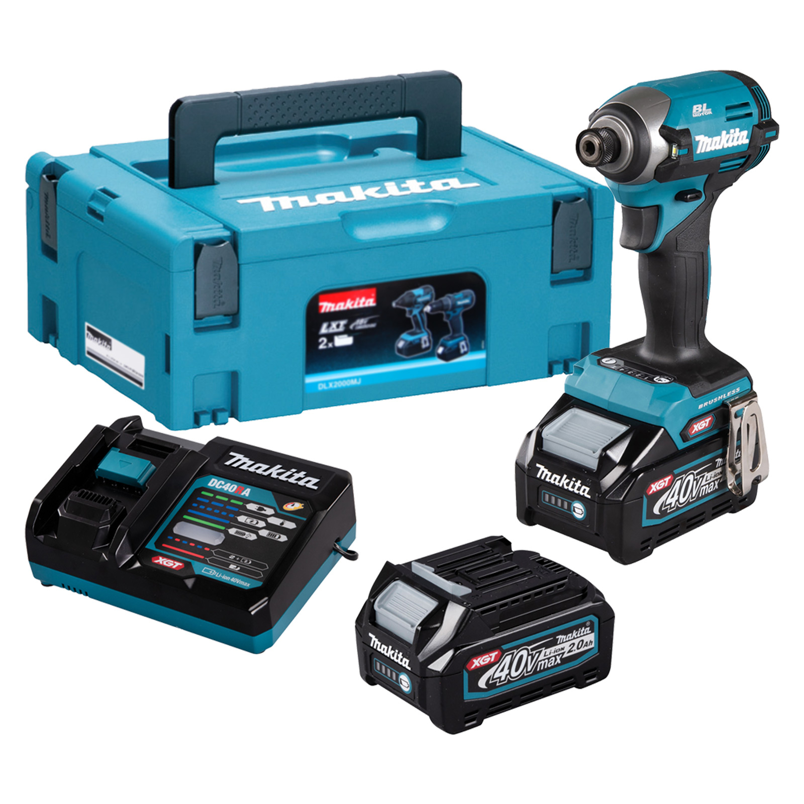 Visseuse à chocs sans fil Makita 40V max. / 2,0 Ah, 2 batteries + chargeur dans MAKPAC TD003GA202