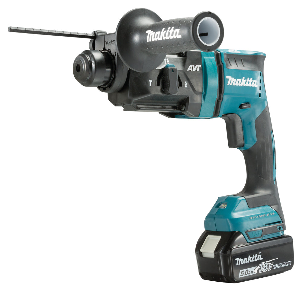 Makita Perforateur combiné sans fil DHR182RTWJ, SDS-PLUS 18V, 2x 5,0 Ah avec chargeur et système d'aspiration
