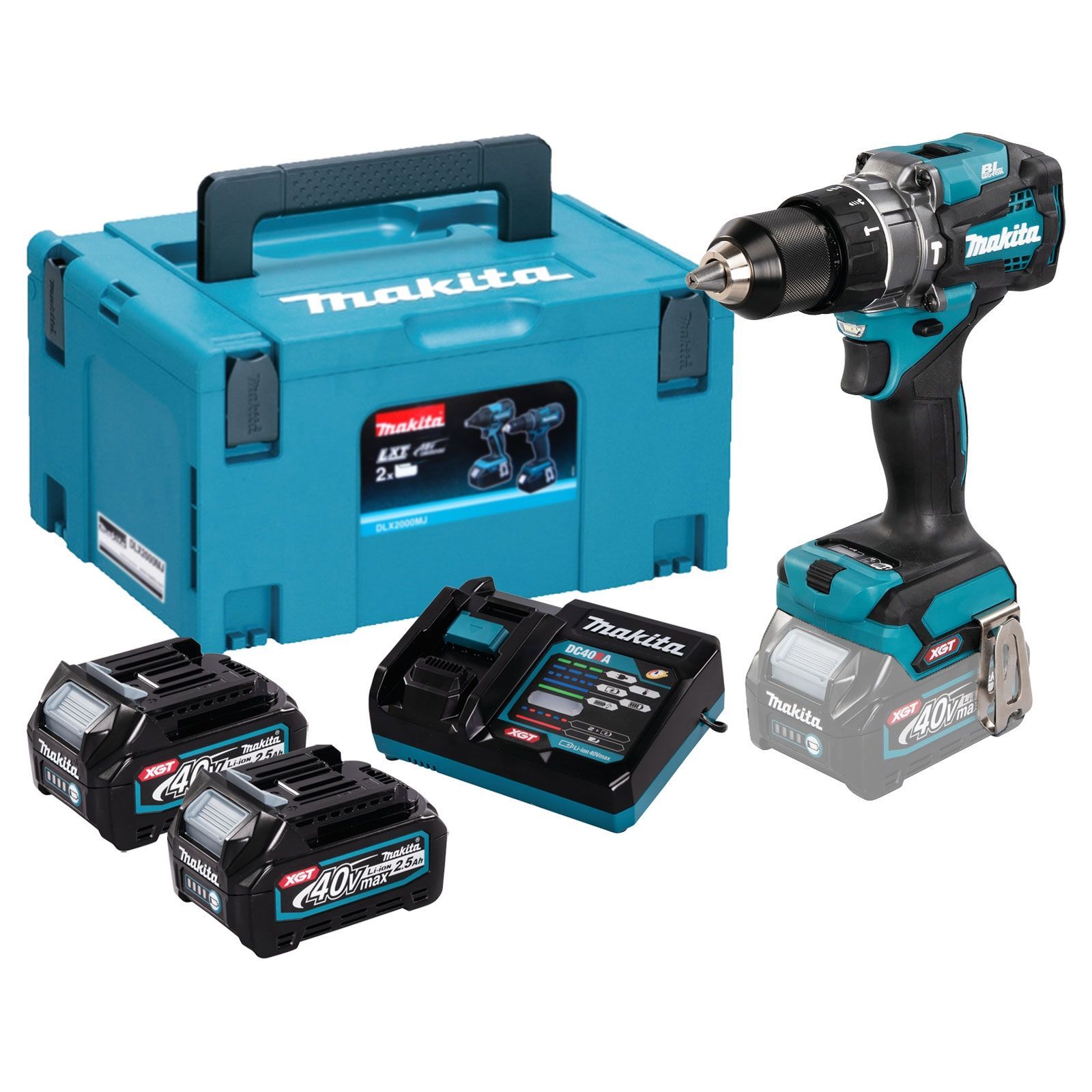 Makita HP001GD201 Perceuse-visseuse à percussion sur batterie 40V / 2x 2,5 Ah + chargeur dans Makpac