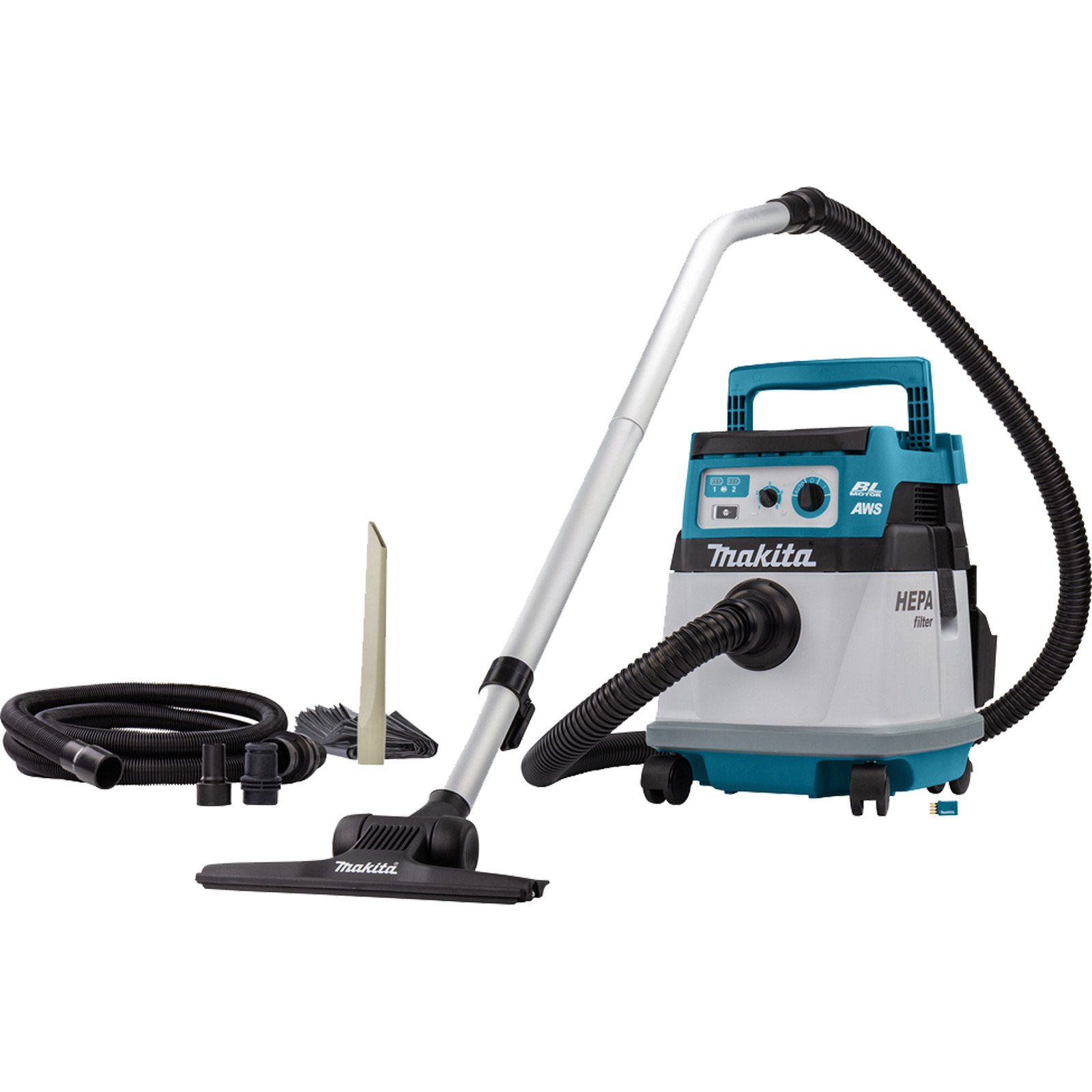 Aspirateur sans fil Makita 15 L 2x18 V (sans batterie, sans chargeur) avec adaptateur AWS WUT01