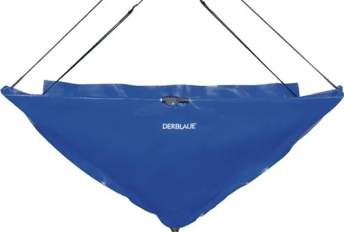 Entonnoir bleu AQ pliable, diamètre 105-85,5 cm, lèvre anti-éclaboussures, raccord 3/4", système de suspension