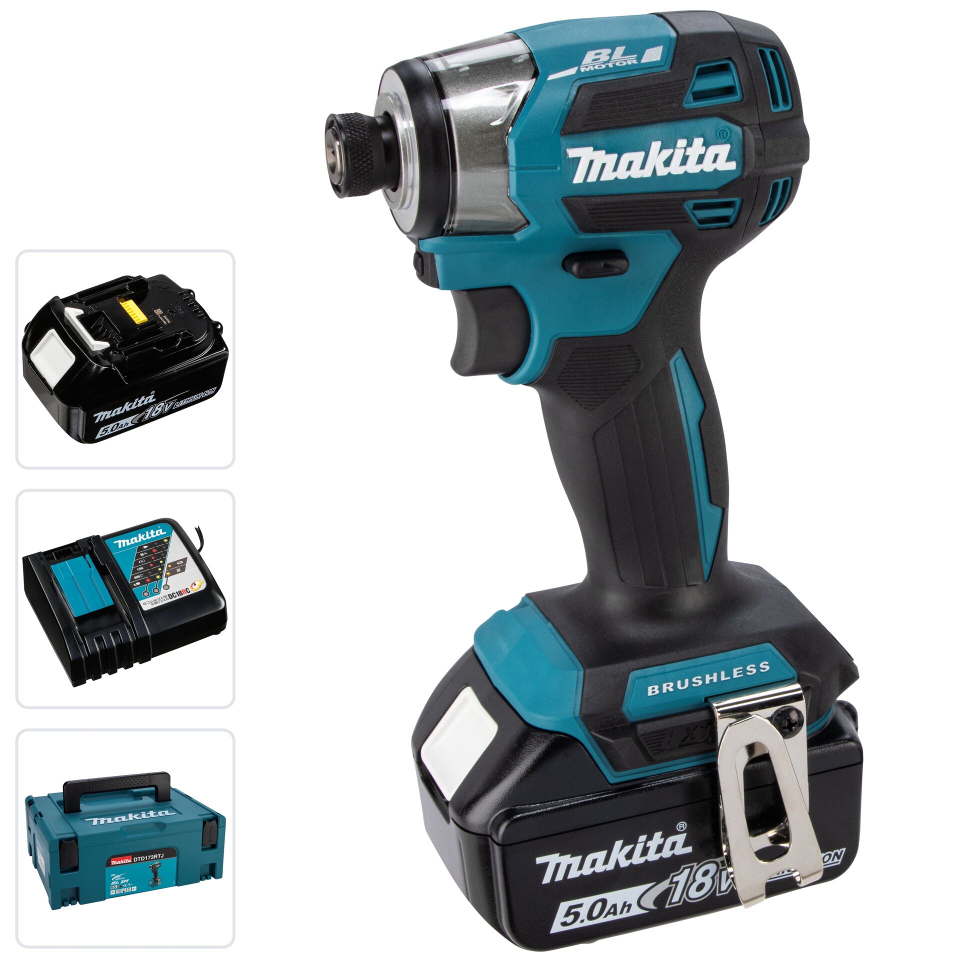 Clé à chocs sans fil Makita 1/4" - 180 Nm - 0-3 800 tr/min - DTD173RTJ