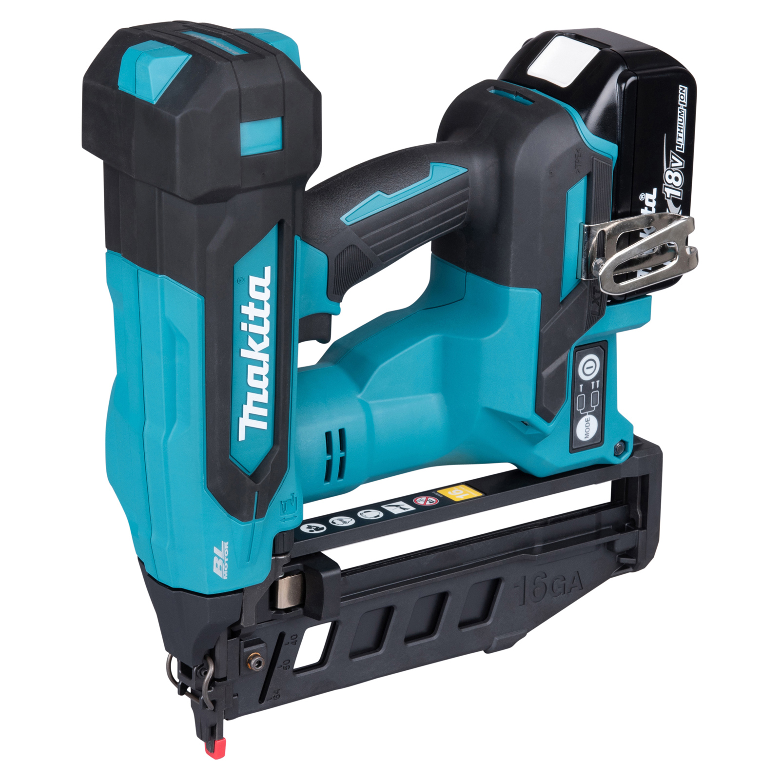 Pistolet à clous à tête fraisée sans fil Makita DBN601RTJ, 64 mm 18V, 2x 5,0 Ah et chargeur dans MAKPAC