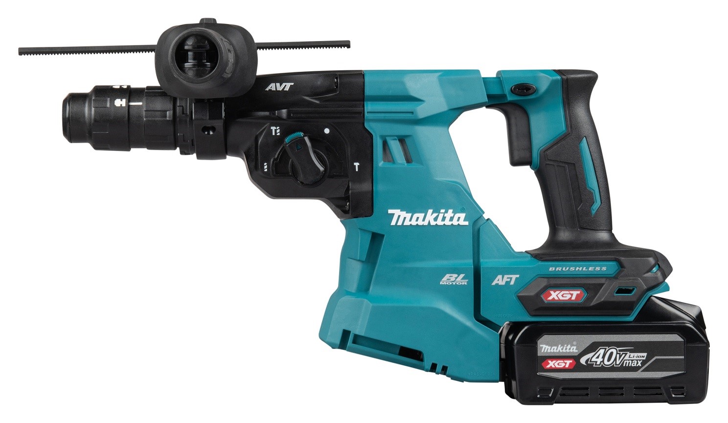 Makita Perforateur combiné à accumulateur SDS-PLUS 40V max. avec mandrin rapide / 4,0 Ah, 2 batteries + chargeur dans MAKPAC - HR012GU201