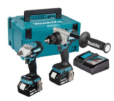 Kit combiné Makita DLX2588GJ 18V : perceuse-visseuse DDF492 + visseuse à chocs DTW300Z, 2x batteries 6,0 Ah et chargeur dans MAKPAC