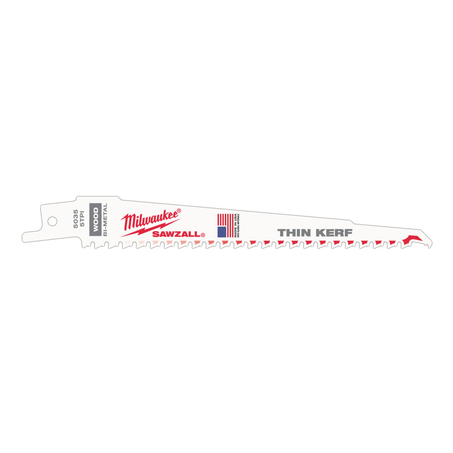 Lame de scie sabre pour démontage Milwaukee THIN KERF 5TPI - 5 pièces — lot de 5 pièces