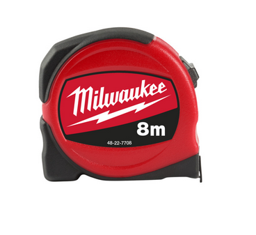 Mètre ruban Milwaukee Slim 8 m non magnétique, bande de 25 mm de large