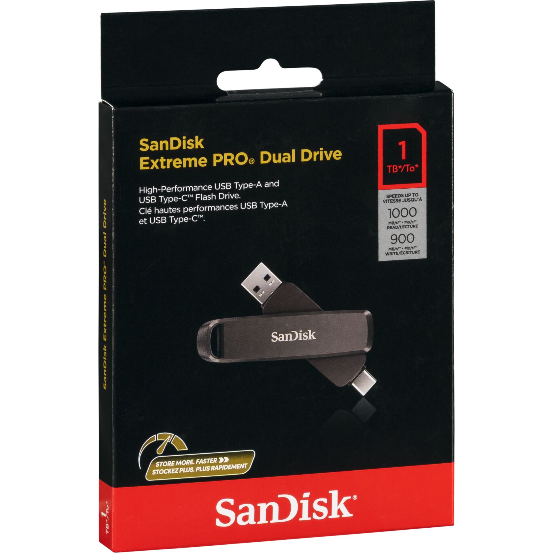 SanDisk SDDDE1-1T00-G46 Clé USB 1 To USB Type-C/USB Type-A 3.2 Gen 2 (3.1 Gen 2), Noir