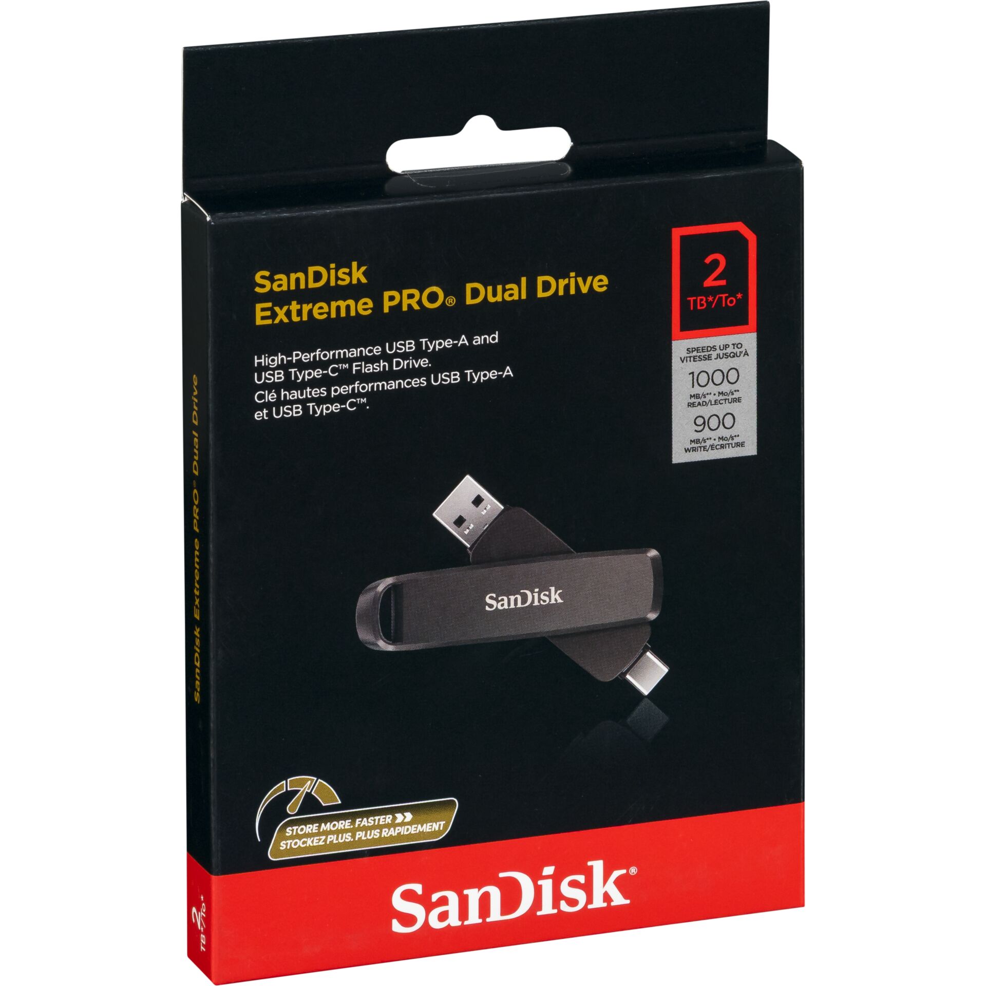 SanDisk SDDDE1-2T00-G46 Clé USB 2 To USB Type-A / USB Type-C 3.2 Gen 2 (3.1 Gen 2), Noir
