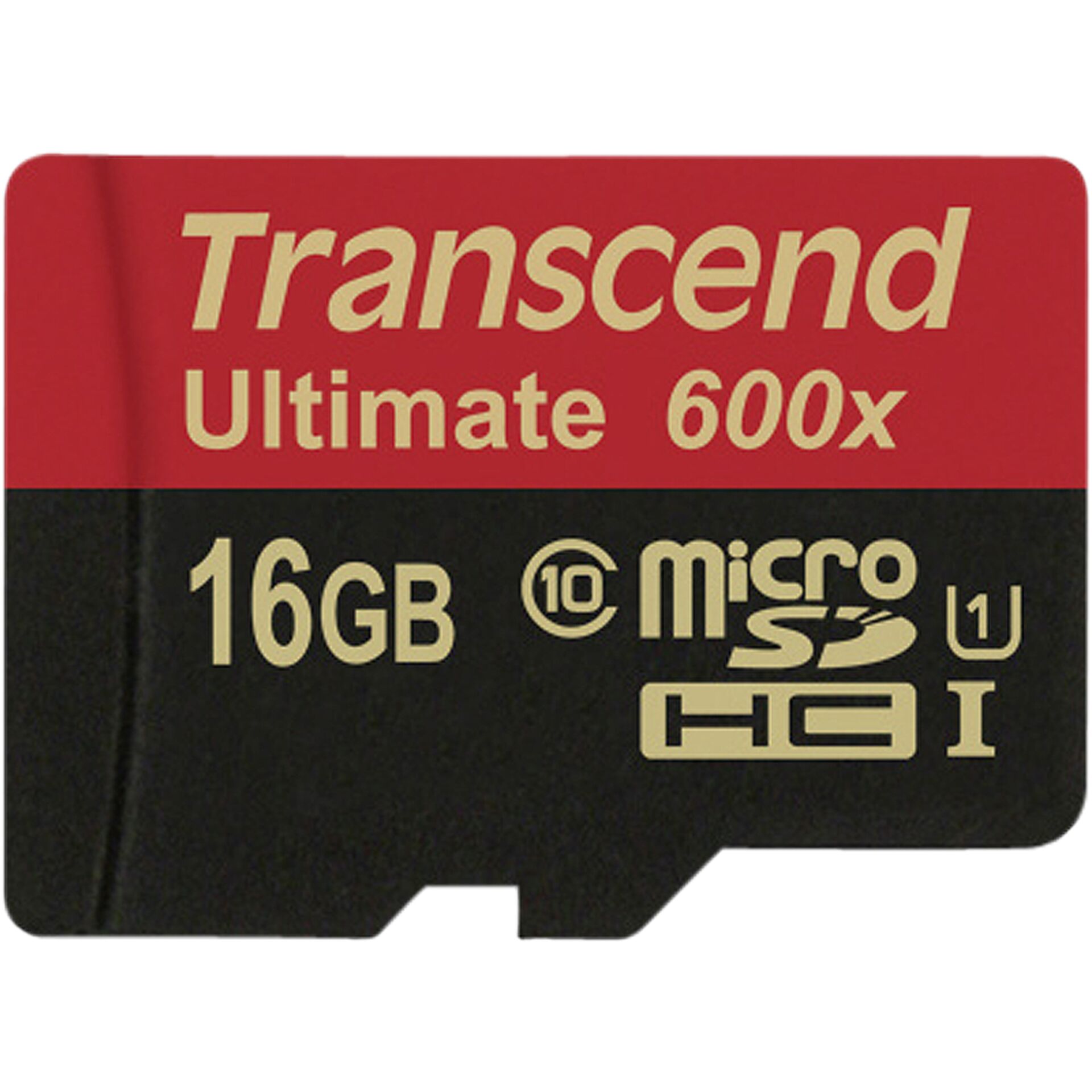 Carte mémoire microSDHC Transcend Ultimate TS16GUSDHC10U1 16 Go, MLC, noire et rouge
