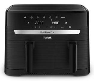 Tefal® Dual Easy Fry EY901N Friteuse à air chaud noire 8,2 L (5 L + 3,2 L), 2700 W