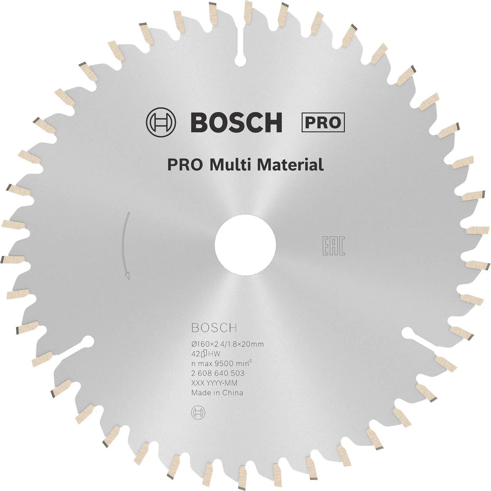 Lame de scie circulaire Bosch PRO Multi Material, 160 x 2,4 x 20 mm, T42