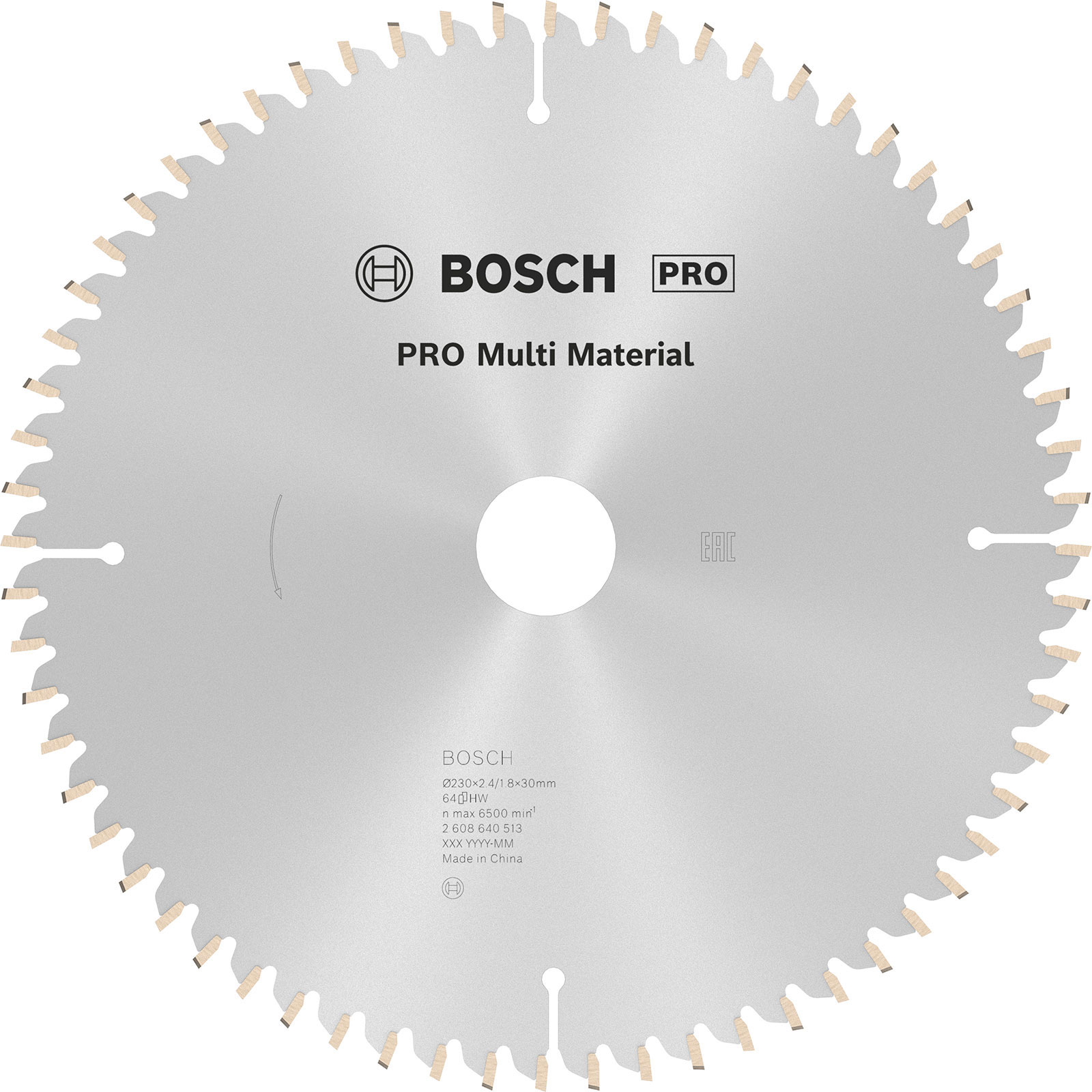 Lame de scie circulaire **Bosch PRO Multi Material**, 230 × 2,4 × 30 mm, type T64