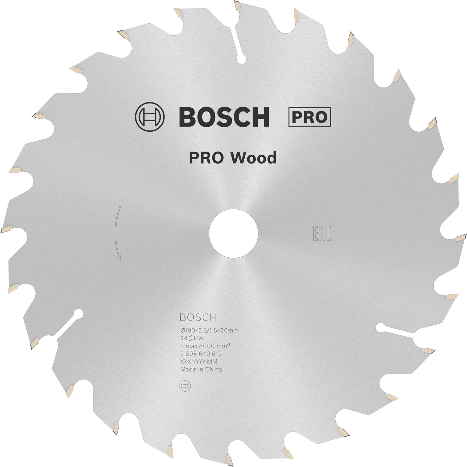 Bosch PRO Wood Lame de scie circulaire, 190 x 2,6 x 20 mm, T24