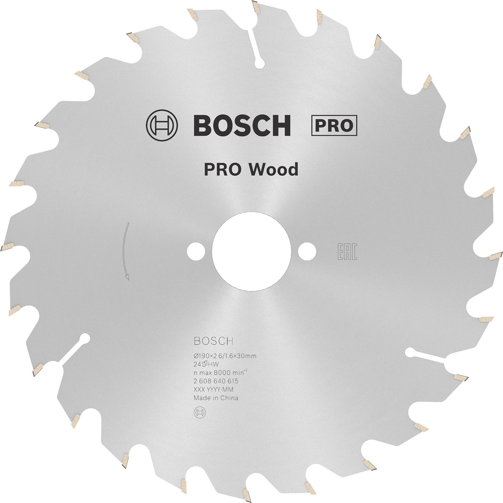 Lame de scie circulaire **Bosch PRO Wood**, 190 x 2,6 x 30 mm, denture **T24**